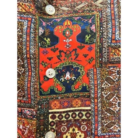 Joe Namath  by Arrow Vintage 1970s Mens Retro Patchwork Print Shirt Large - Picture 4 of 7